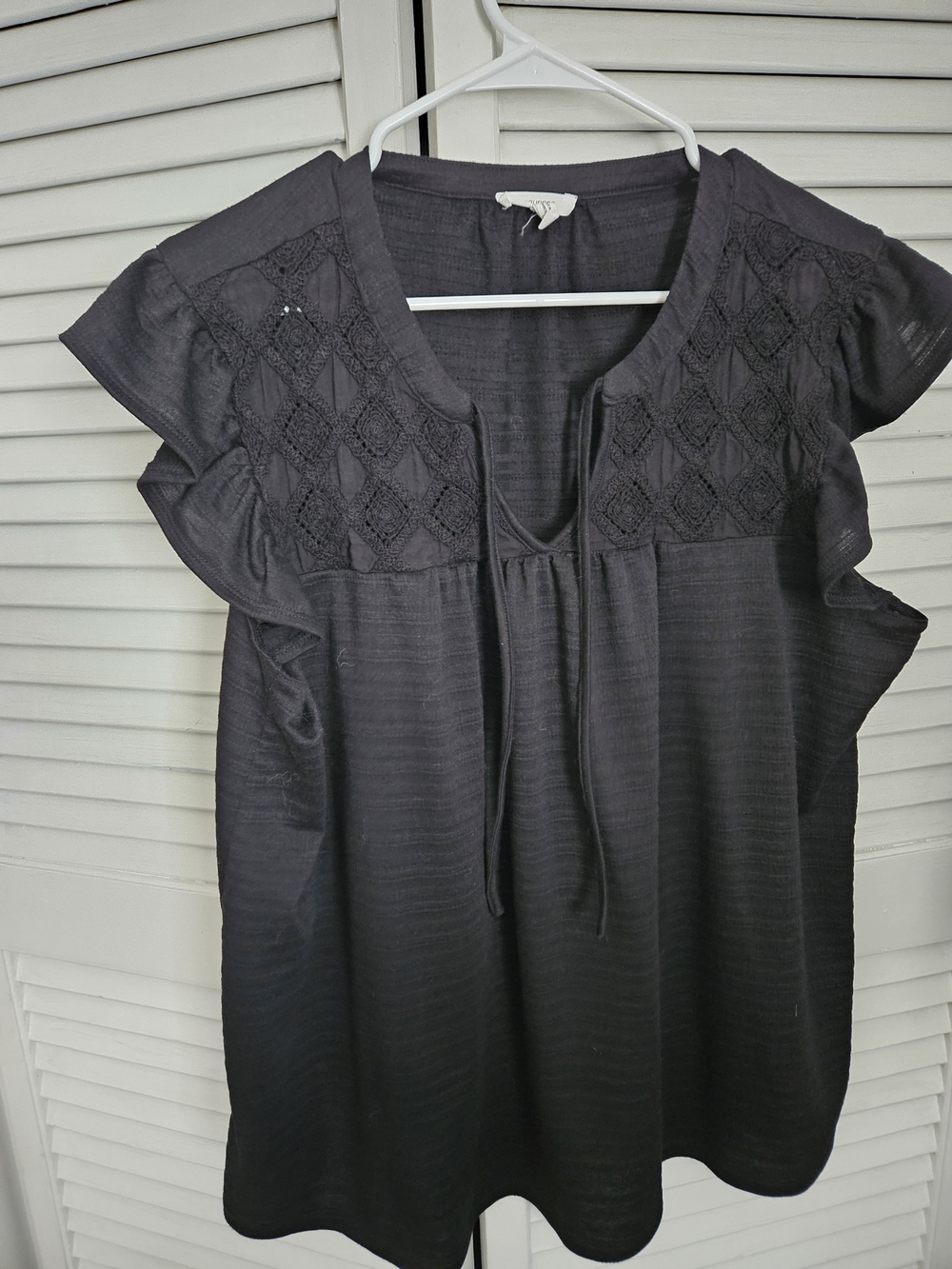 BloomChic Embroidered Flutter-Sleeve Top